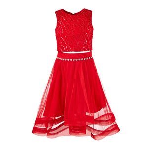 NWT LOVE JAYNE Womens Red Sleeveless Scoop Neck Evening Top Size: 16